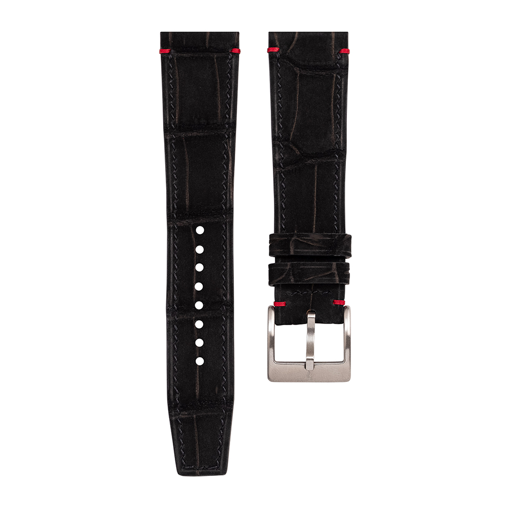 Black Nubuck Croco Strap